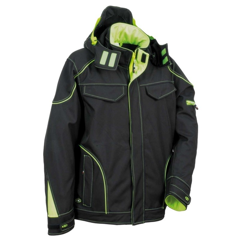 GIACCA SOFTSHELL COFRA TECKA 300 GR/MQ NERO/LIME TG 58