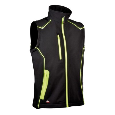 GILET COFRA KYZYL SOFTSHELL NERO/NERO/GIALLO FLUO TG 56