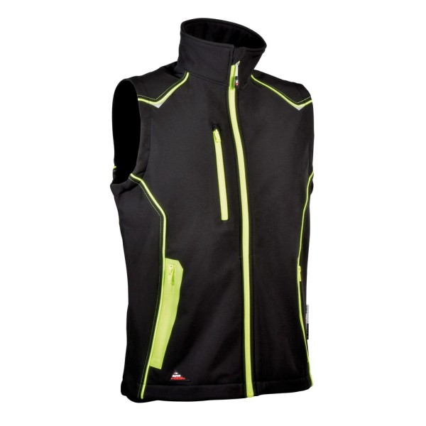 GILET COFRA KYZYL SOFTSHELL NERO/NERO/GIALLO FLUO TG 56