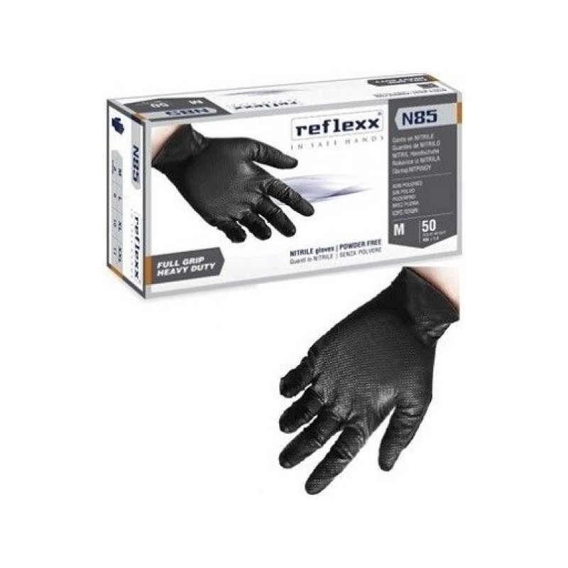 GUANTI NITRILE NERO REFLEXX N85 50 PEZZI