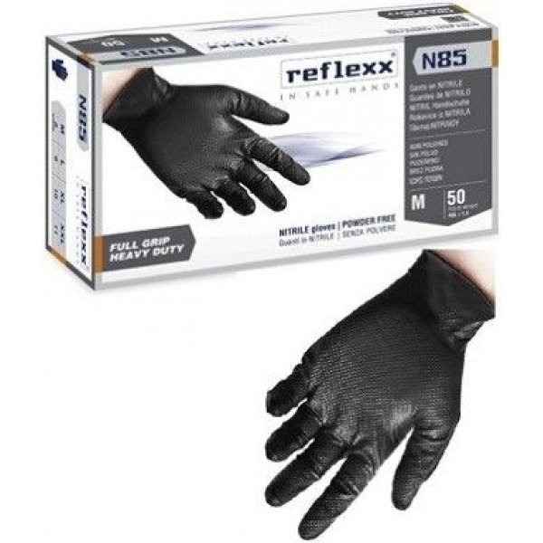 GUANTI NITRILE NERO REFLEXX N85 50 PEZZI